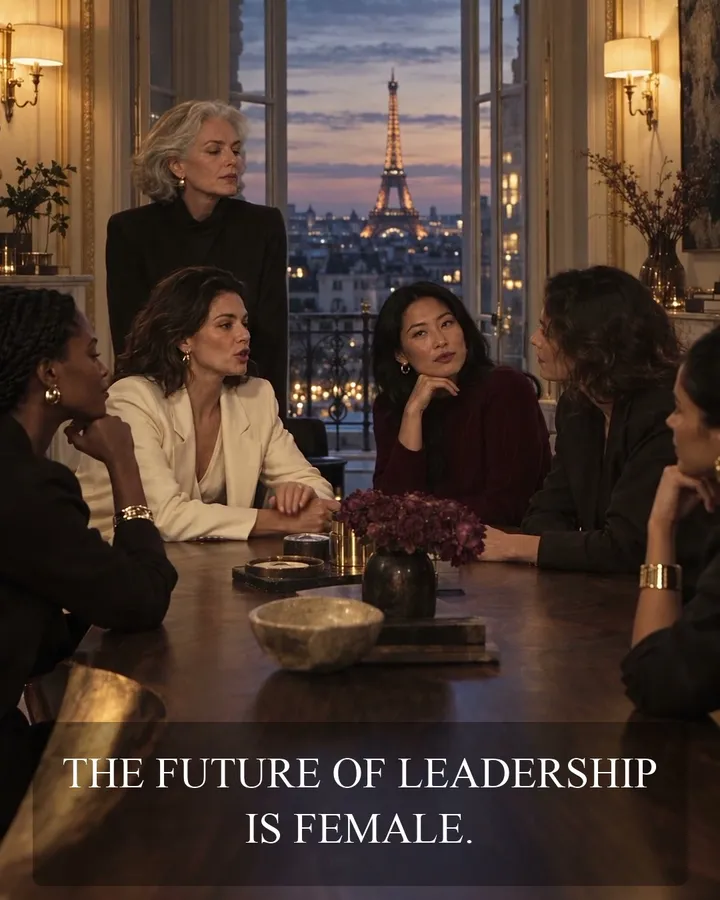 Women around a table at night: the future of leadership is female