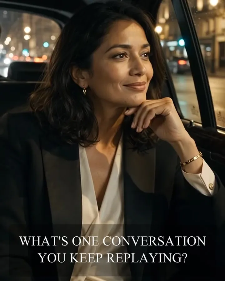 A woman in a car at night: what's one conversation you keep replaying?